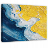 LEINWANDBILD Abstrakt Aquarell Blau 60x40 cm - Multicolor, Holzwerkstoff (60/40cm) - Wallarena