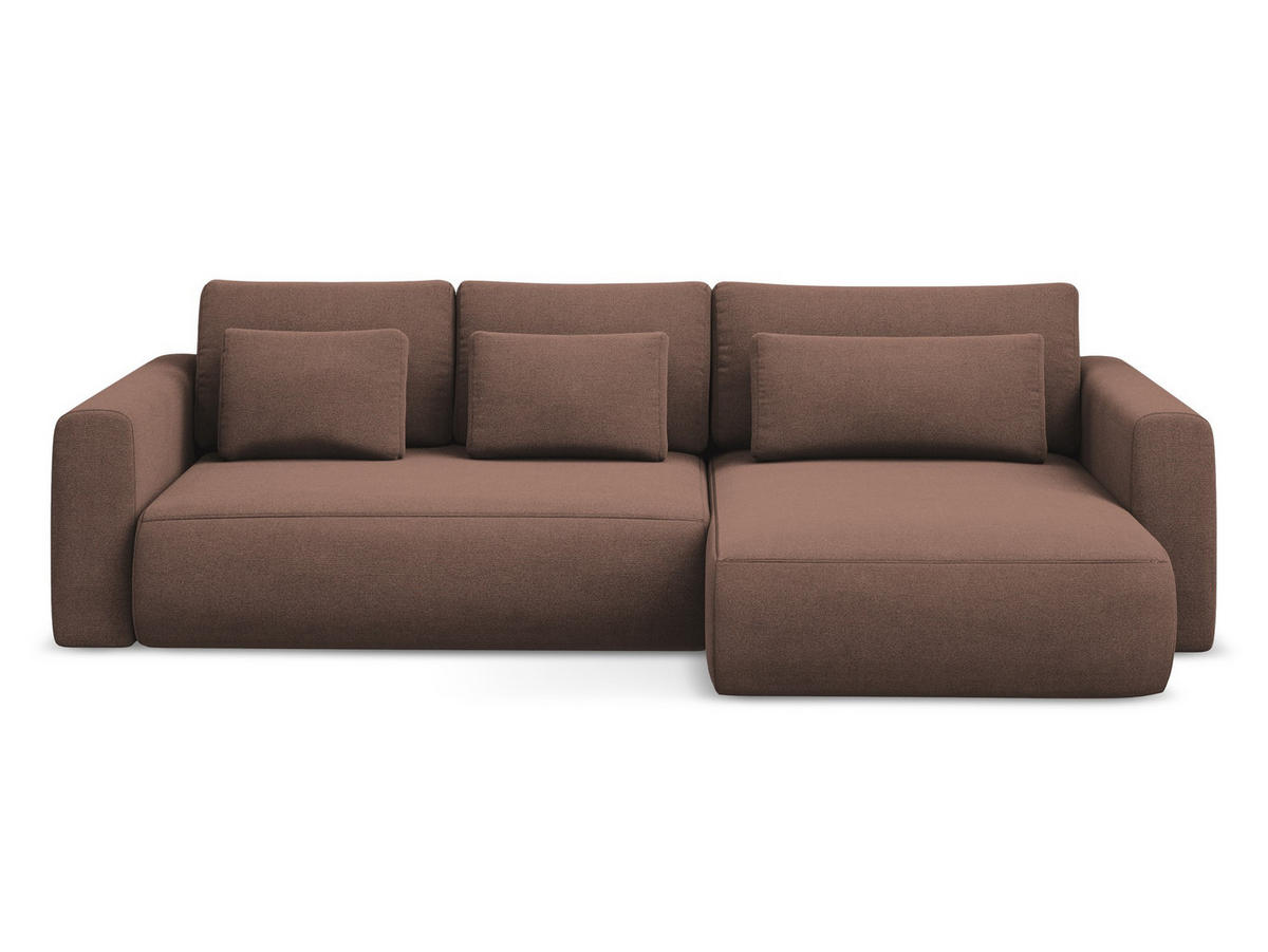 ECKSOFA mit Schlaffunktion Strukturstoff Stoff Pink - Pink/Hellrosa, Kunststoff/Textil (278/149cm) - Makamii