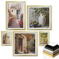 WANDBILDER 5er Set - 50x50 cm & 20x30 cm & 40x60 cm Goldrahmen - Italienische Zitrus-Modeplakate - Goldfarben, Kunststoff (40/60cm) - ArtPrintCave
