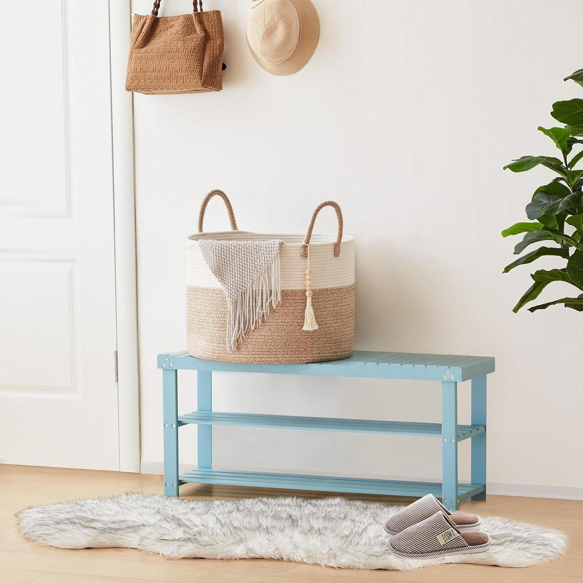 WÄSCHEKORB Geflochten 65L 50x33 cm Braun - Multicolor, Naturmaterialien (50/33/50cm)