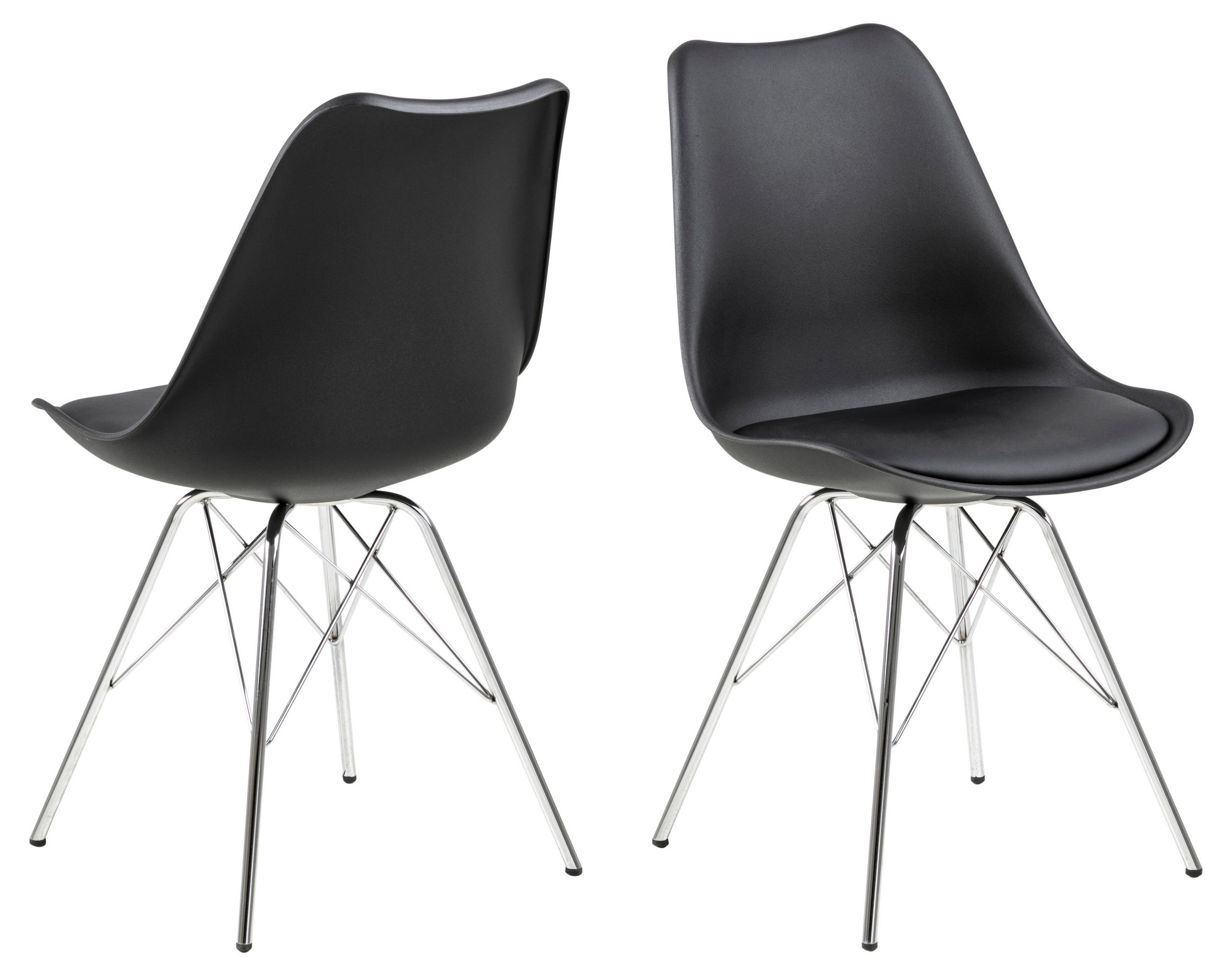 STUHL 4er-Set schwarz, Chrom - Schwarz, Holzwerkstoff (48/86/54cm) - ebuy24