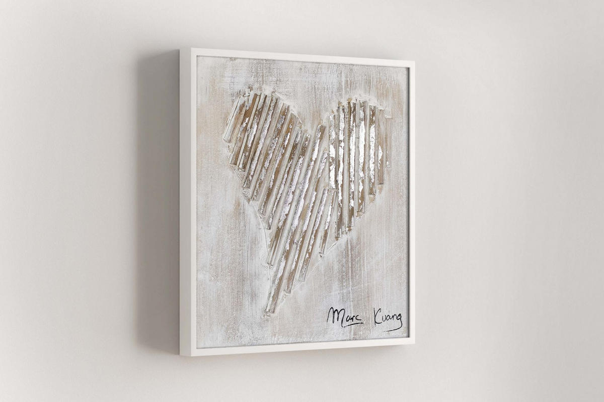 ACRYLBILD HANDGEMALT 30/30 cm - Beige/Grau, Holz/Textil (30/30cm) - KUNSTLOFT