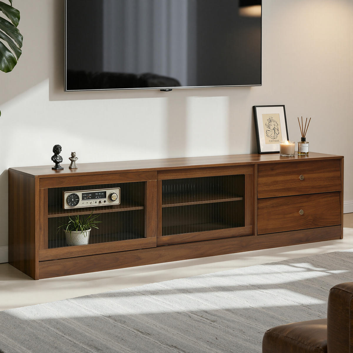 TV-SCHRANK, B160 x T40 x H45 cm - Braun, Holz (160/45/40cm) - Hometopia