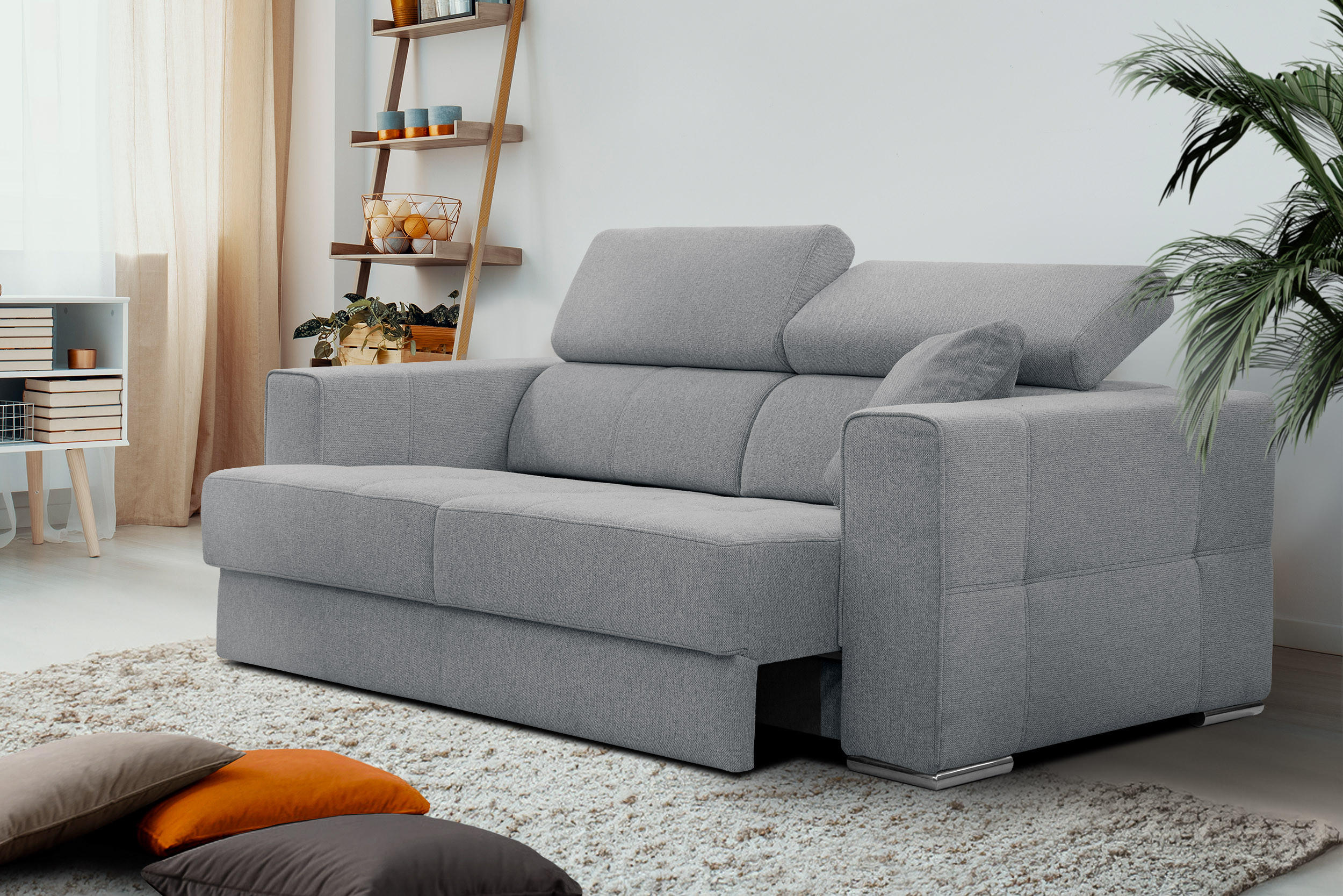SOFA QUARTZ 3-Sitzer mit Ausziehsitz, grau - Grau, Holzwerkstoff/Textil (202/80/102cm) - Courtois Laville