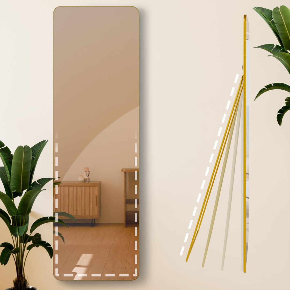 STANDSPIEGEL Murcia Glas Gold glanz Ganzkörperspiegel - Goldfarben, Glas (50/160/3cm) - DELUKE