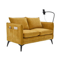 2-SITZER Sofa Chenille mit Handyhalterung und Ablagefächern 127/69/66 cm Gelb - Gelb, Textil (66/127/69cm) - Redom
