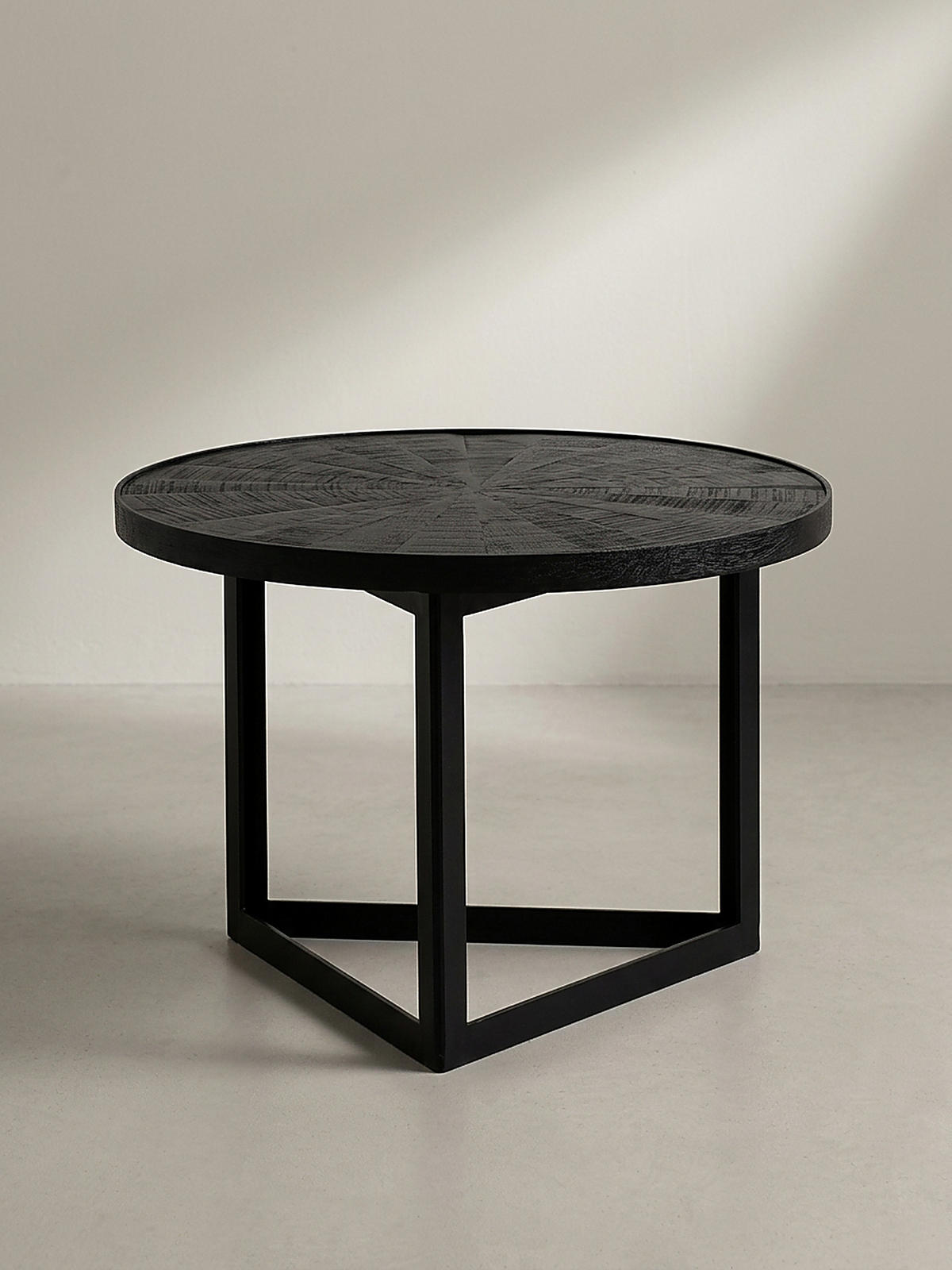 COUCHTISCH Schwarz Massivholz Mango Rund 58x58x40 cm Industrial Design - Schwarz, Holz/Metall (58/58/40cm) - KADIMA DESIGN