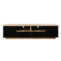 TV-SCHRANK LED Schwarz Holz 2 Schubladen 2 Türen 75 Zoll 180cm - Schwarz, Holzwerkstoff (180/46/40cm) - FLIEKS