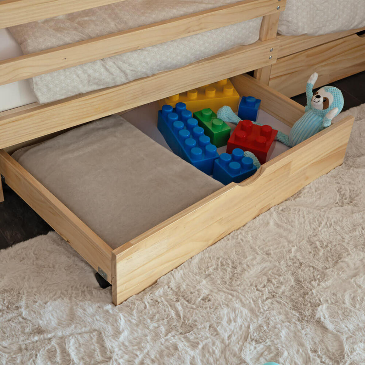 KINDERBETT mit Schubladen WOLKENLAND – 90 x 200 cm Natur - Naturfarben, Holz - Home Deluxe