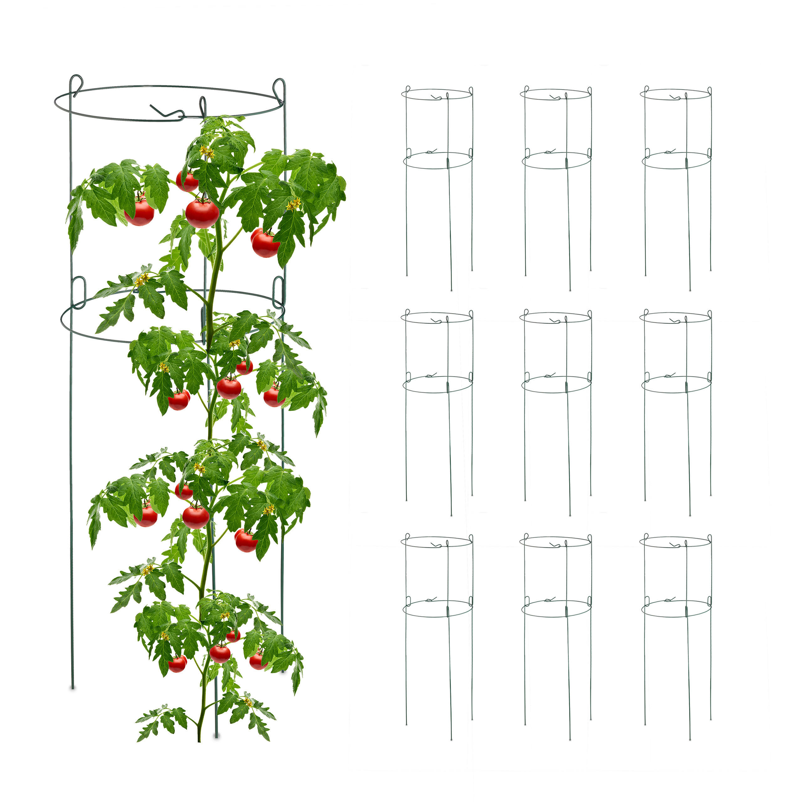 10XOPORA za rast - temno zelena, kovina (26/76/26cm) - Relaxdays