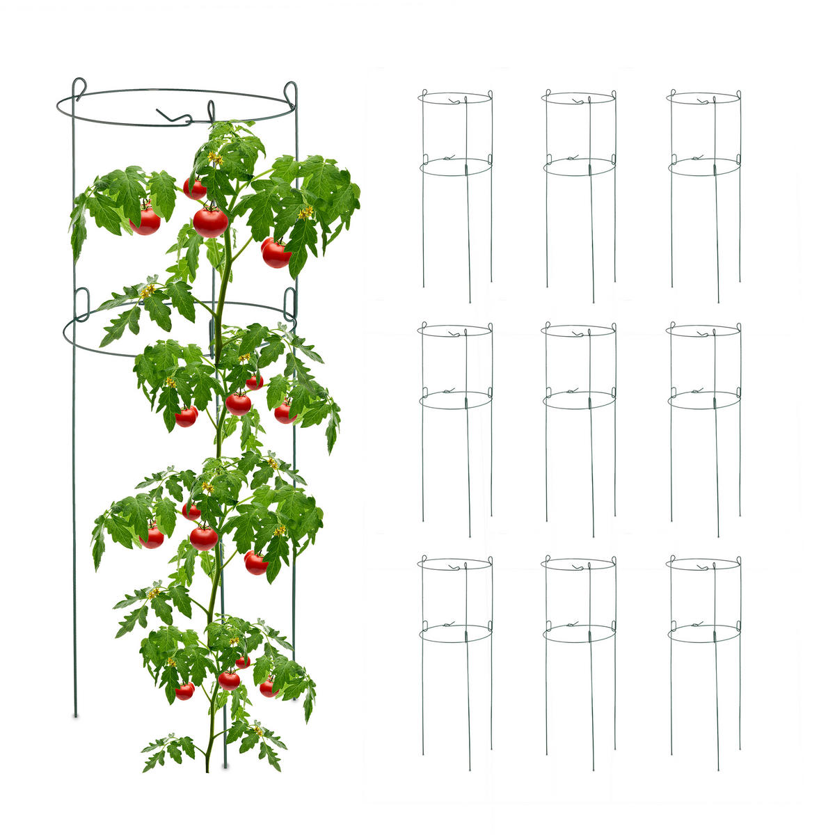 10XOPORA za rast - temno zelena, kovina (26/76/26cm) - Relaxdays