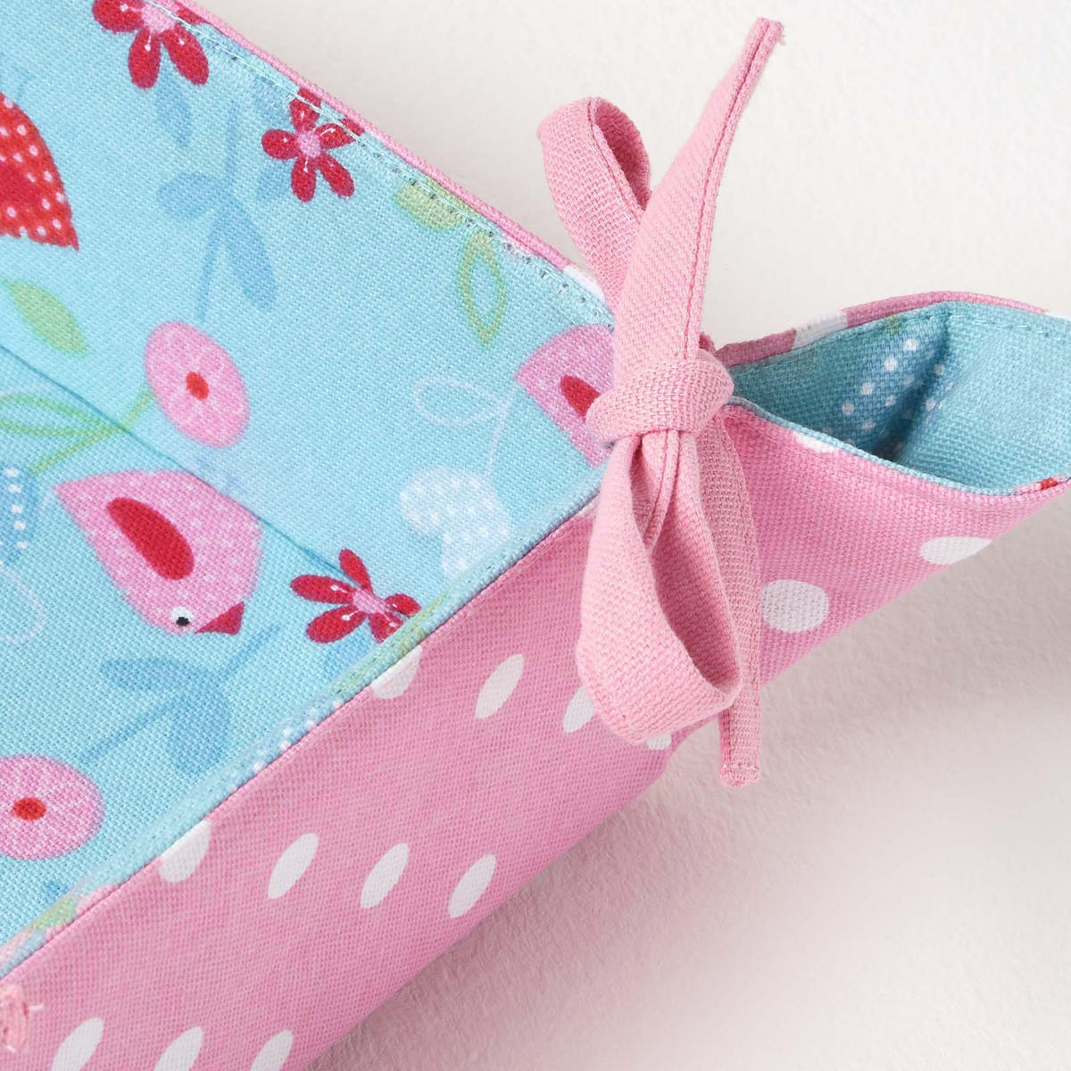 BROTKORB Vögel & Blumen – faltbar mit Wende-Design - Blau, Textil (22/7/22cm) - Homescapes