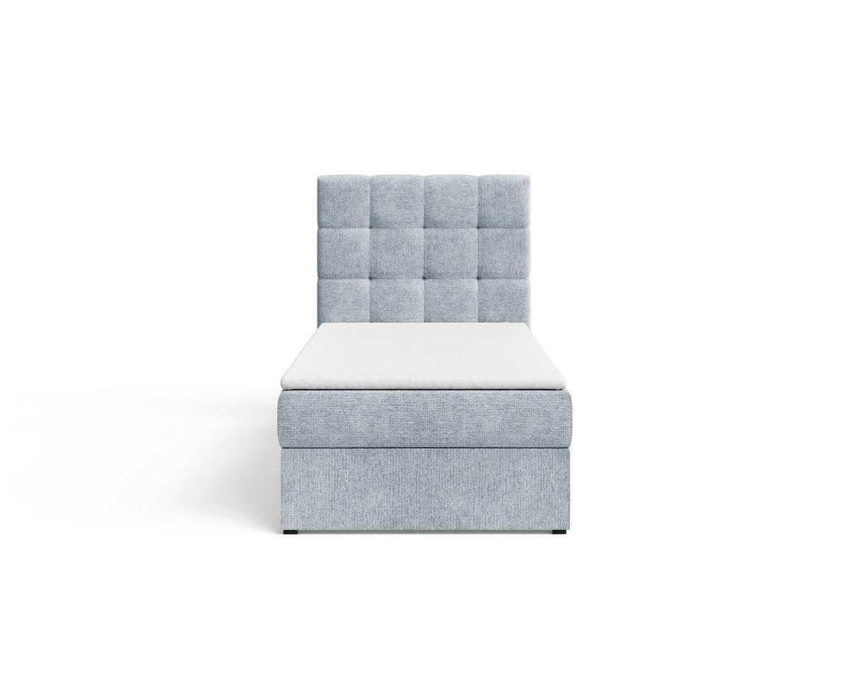 BOXBETT - Bett 05 OSLO - Aragon - 90x200 cm - mit Bettkasten und Komfort-Topper - Blau, Holz (90/200cm) - ROYAL24_MARKT