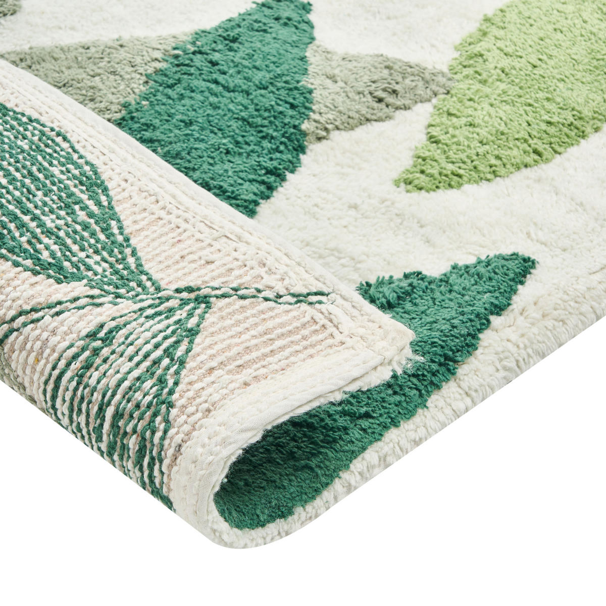 KOUPELNOVÁ PŘEDLOŽKA Zelená 60/90 cm Bavlna Asan - tmavě zelená/zelená barva, textil (60/90cm) - Beliani