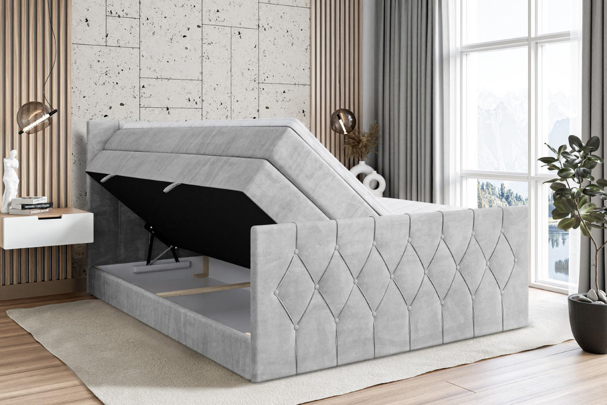 BOXSPRINGBETT VELANTO-Z KING - 140 x 200 - H3/H4 - Hellgrau - Hellgrau, Holzwerkstoff (140/200cm) - ALTDECOR