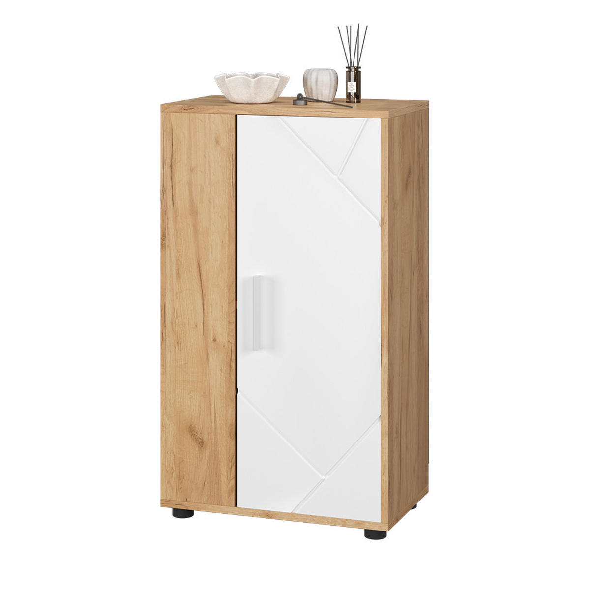 KOMMODE Berno Goldkraft Eiche/Weiß 50.1 x 87.3 cm mit 2 Fächern - Honigeiche/Weiß, Holzwerkstoff (50.1/87.3/28.3cm) - Vicco