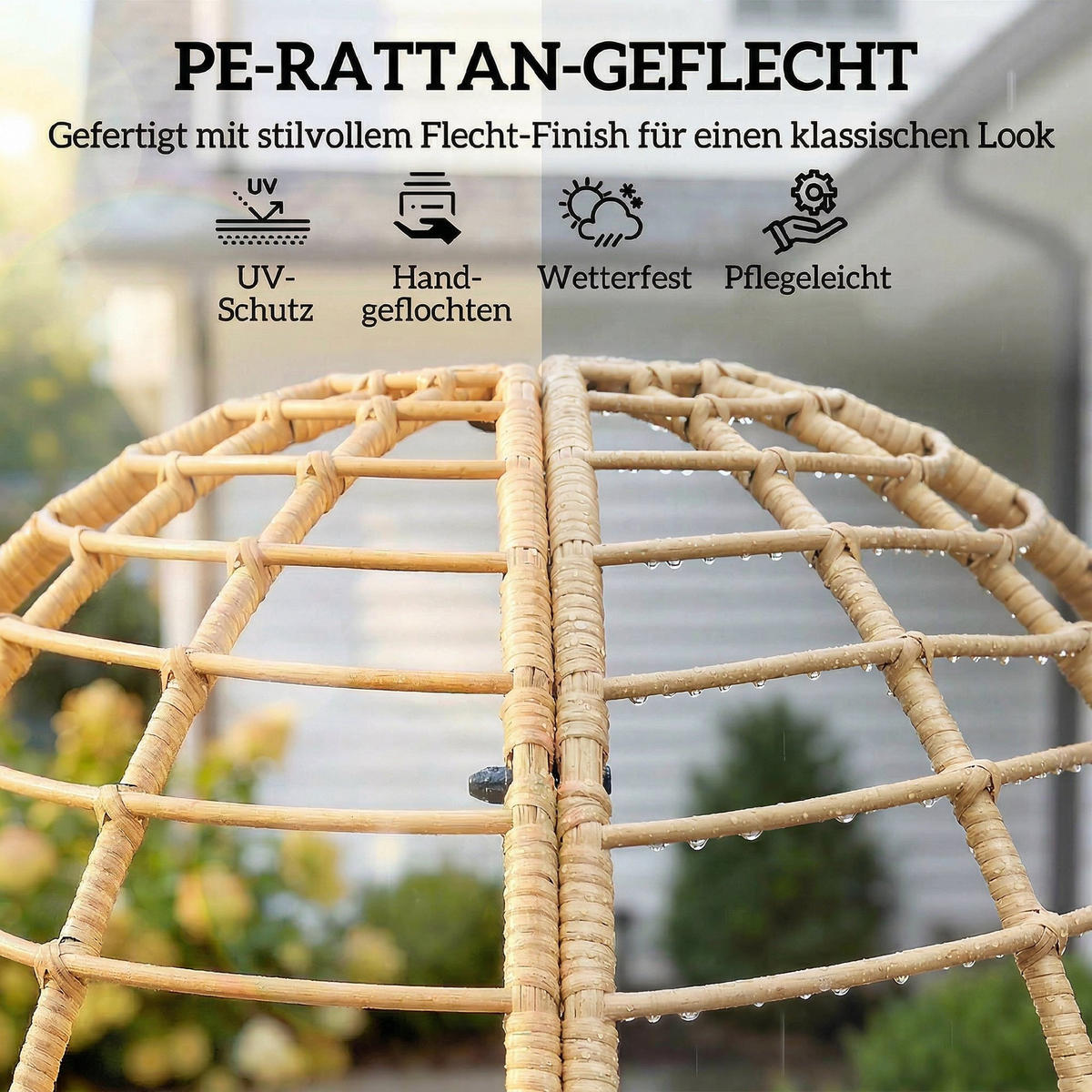 EIERSESSEL PE-Rattan Stahl Beige - Beige/Creme, Kunststoff/Textil (65/147/76cm) - Outsunny