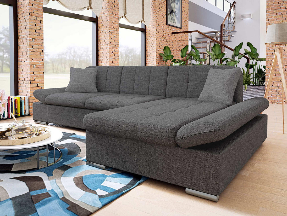 ECKSOFA Malwi, Seite: Rechts - Chromfarben, Holz/Textil (278/161cm) - MIRJAN24