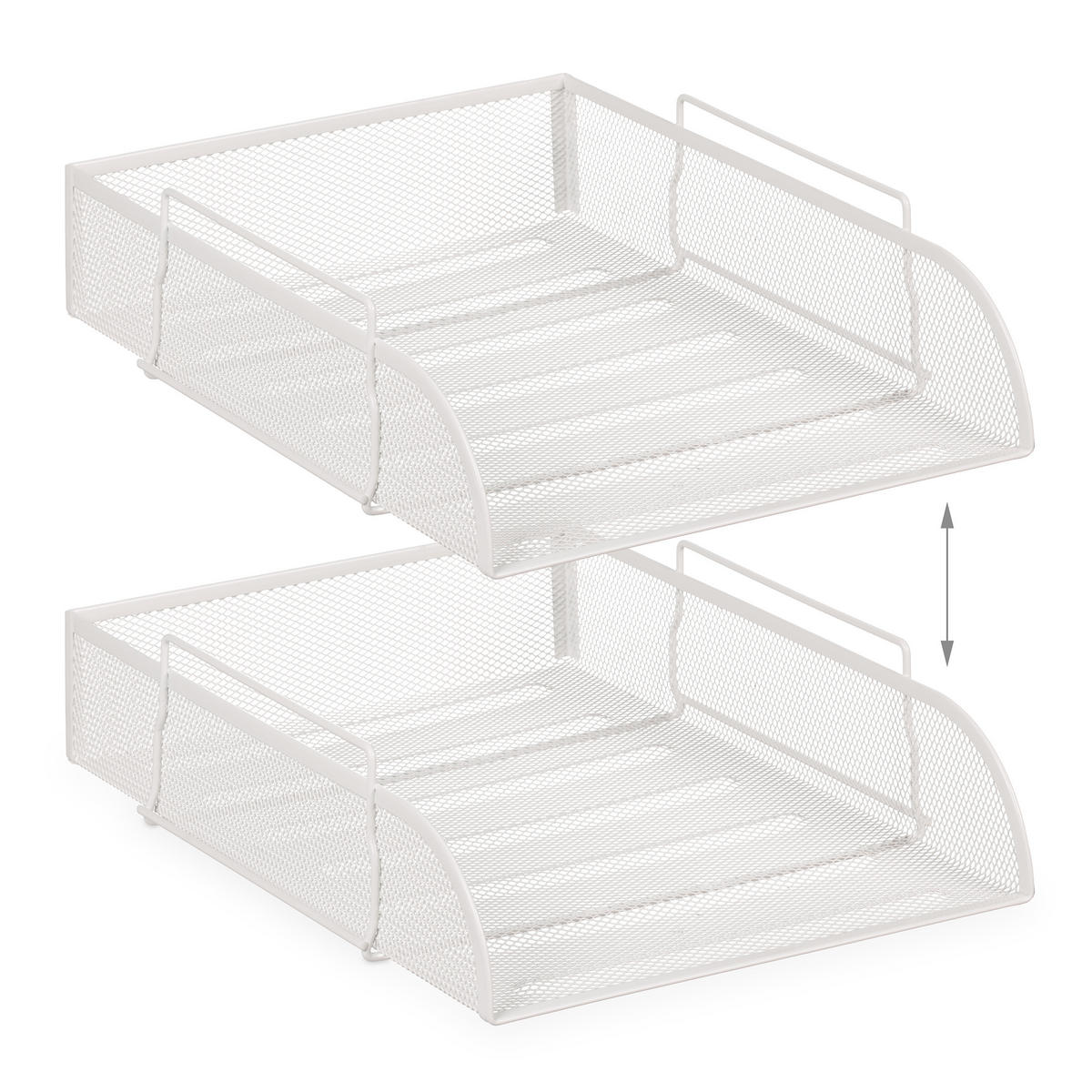 SCHREIBTISCH-ORGANIZER-SET - Weiß, Metall (33.5/26.5/8.5cm) - Relaxdays