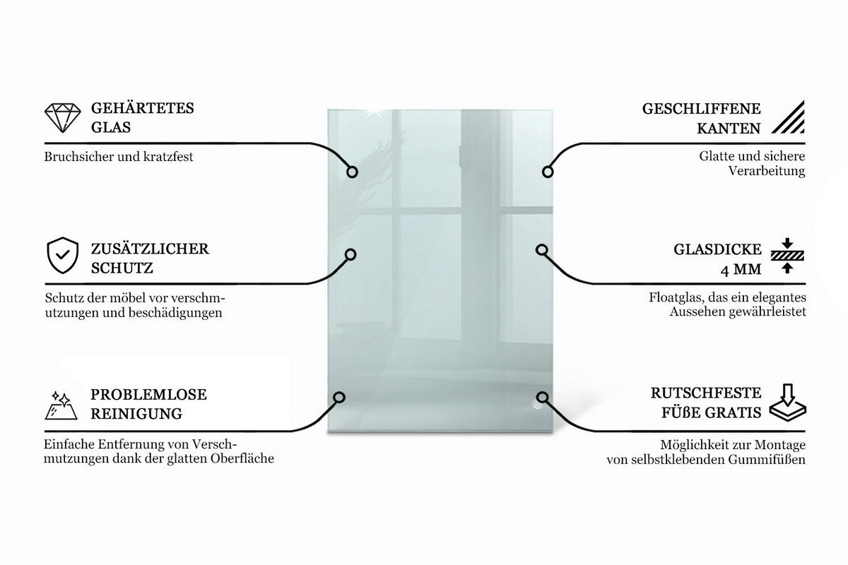 TISCHPLATTE 100 x 70 cm Transparente Glasplatte - Transparent, Glas (100/0.4/70cm) - TULUP