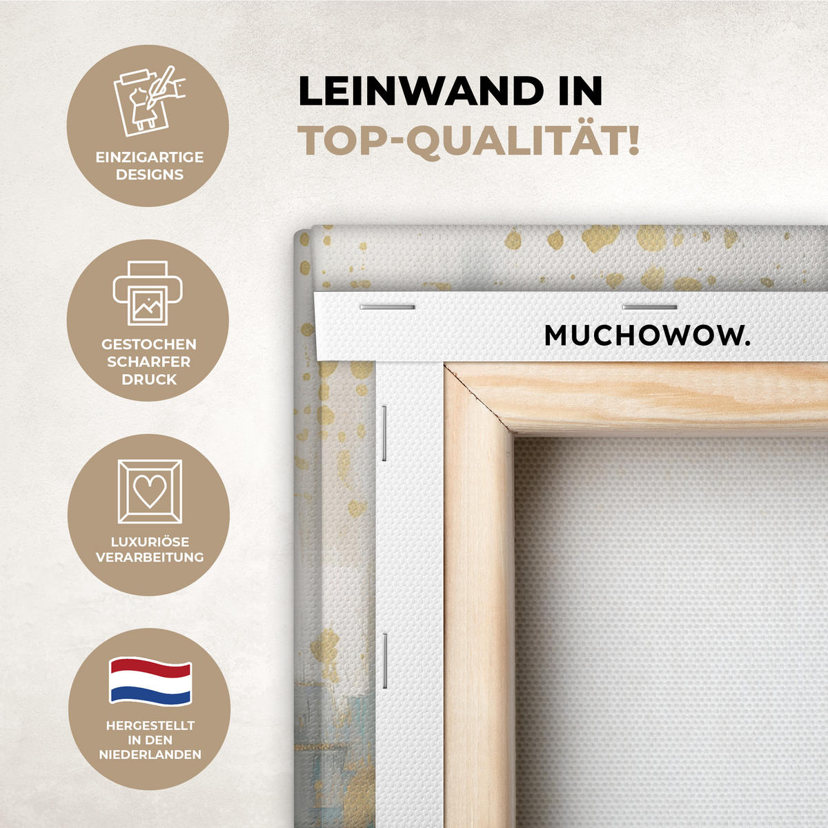 LEINWANDBILD Abstrakt - Blöcke - Gold - Skyline Wandbild Wohnzimmer 60x80 cm - Beige, Textil (60/80cm) - MuchoWow