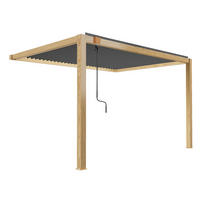 PERGOLA bioklimatisch, Holzfarbe und Grau - Braun, Metall (404/300cm) - Oviala