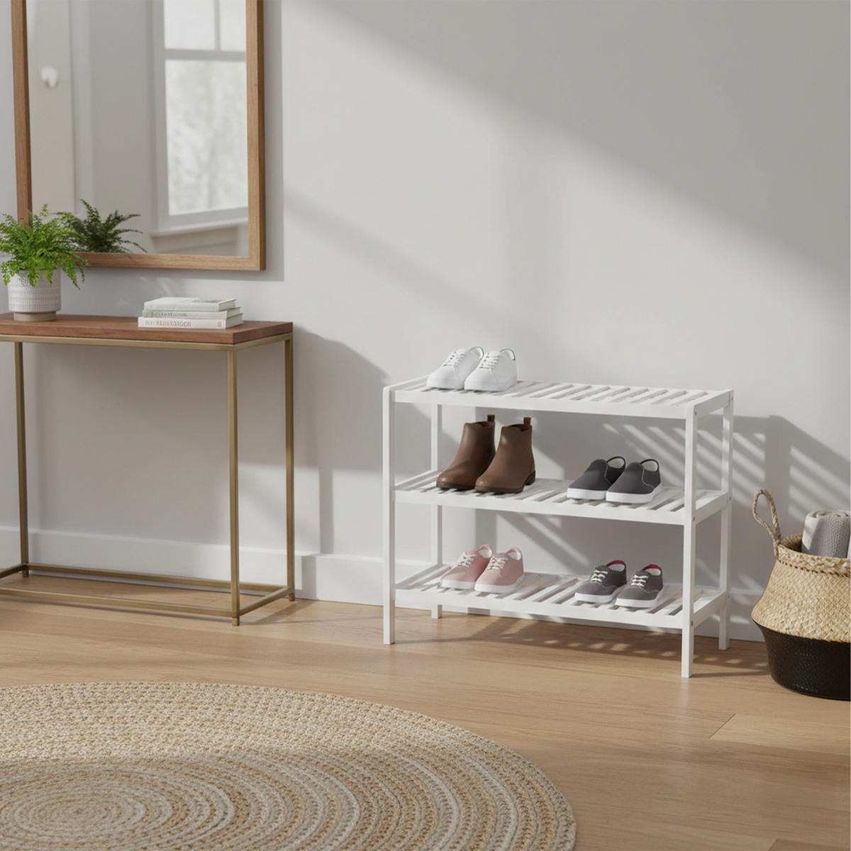 SCHUHREGAL - Weiß, Holz/Holzwerkstoff (70/54.5/24.5cm) - Relaxdays