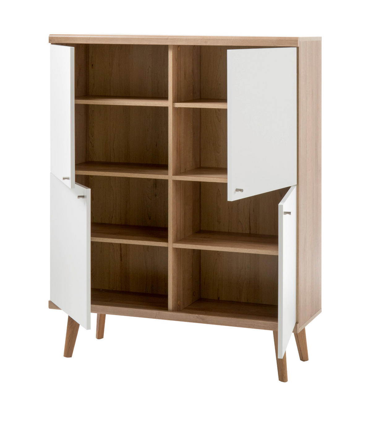 HIGHBOARD weiß, Eiche Riviera, skandinavisch, 107 x 134 cm - Eichefarben/Weiß, Holz/Holzwerkstoff (107/134/40cm) - Furn.Design