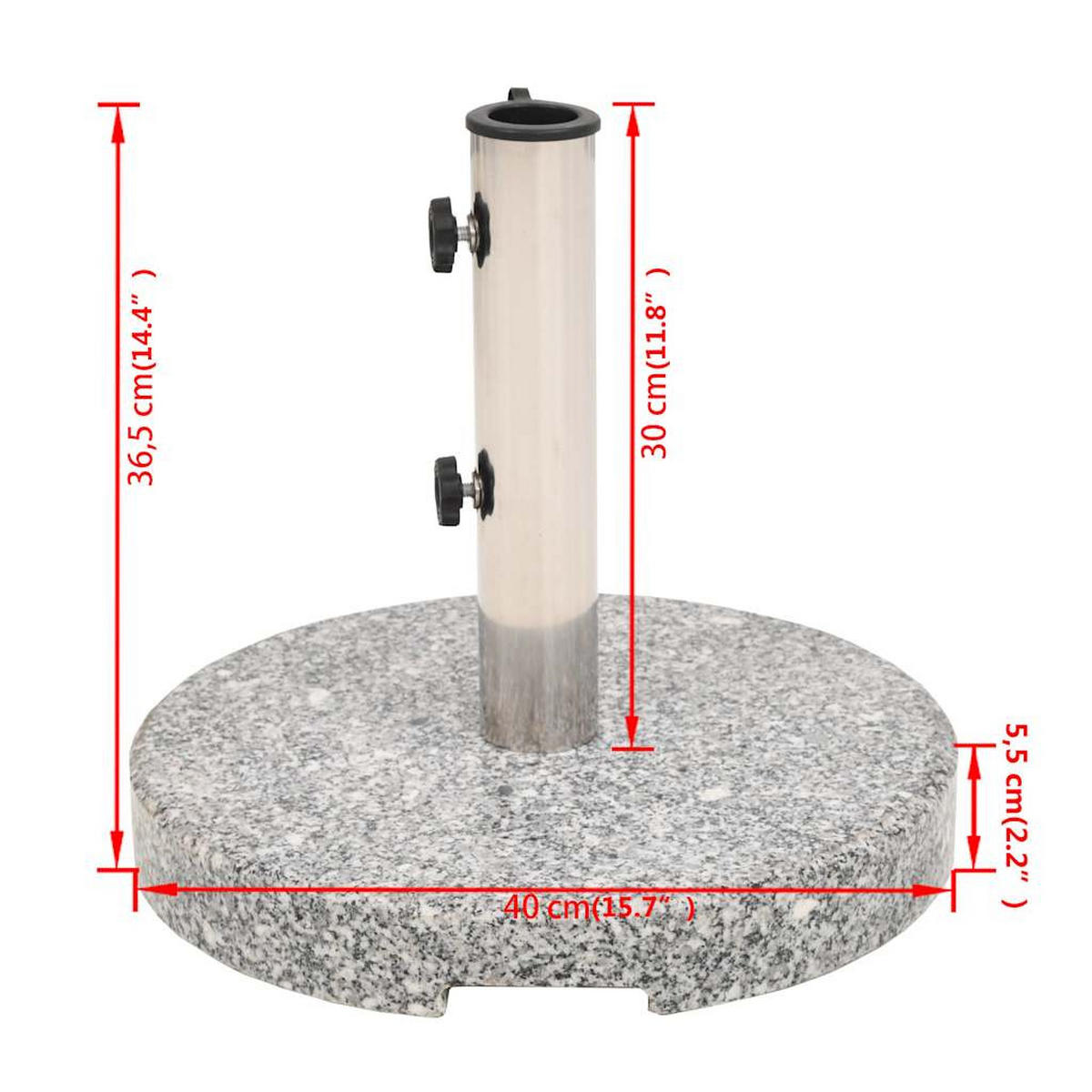 SONNENSCHIRMSTÄNDER Granit Rund 20 Kg - Grau, Stein (40/40cm) - vidaXL