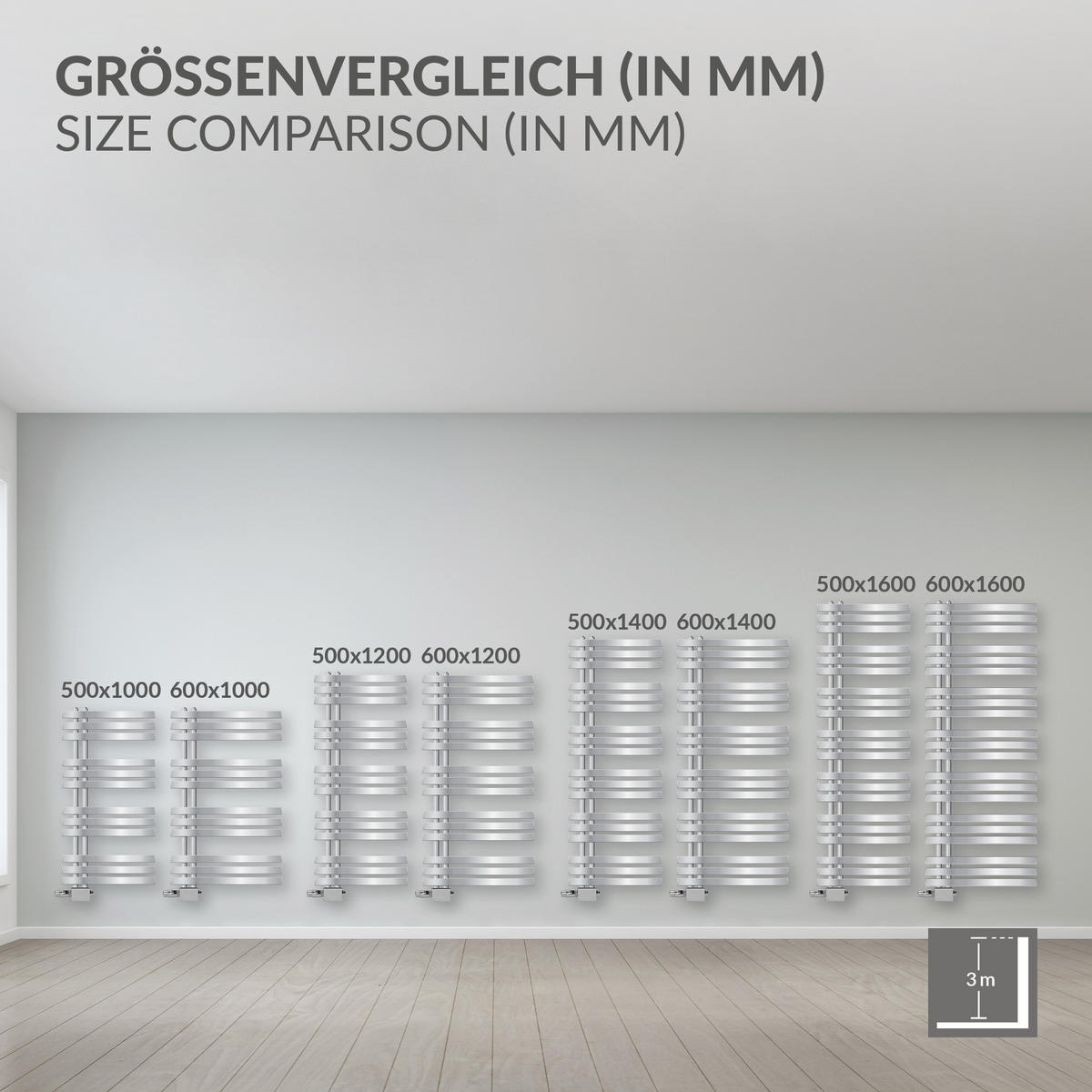 BADHEIZKÖRPER Iron EM 500x1200 Chrome - Chromfarben, Metall (50/120/3cm) - LuxeBath