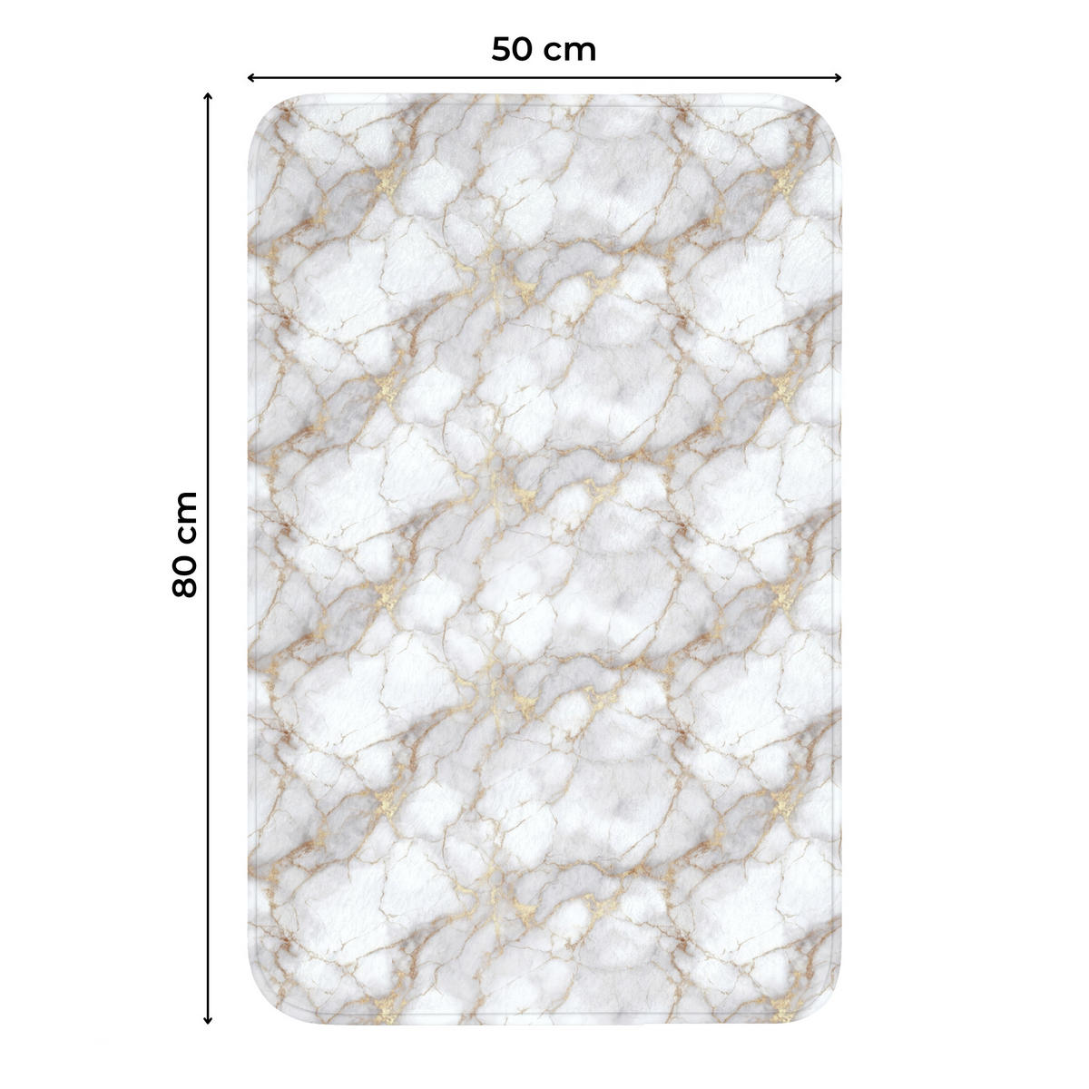 WC-VORLEGER Weiß - Gold - Marmor - Grau WC Teppich 50x80 cm - Weiß, Kunststoff/Textil (50/1cm) - OnlyWow
