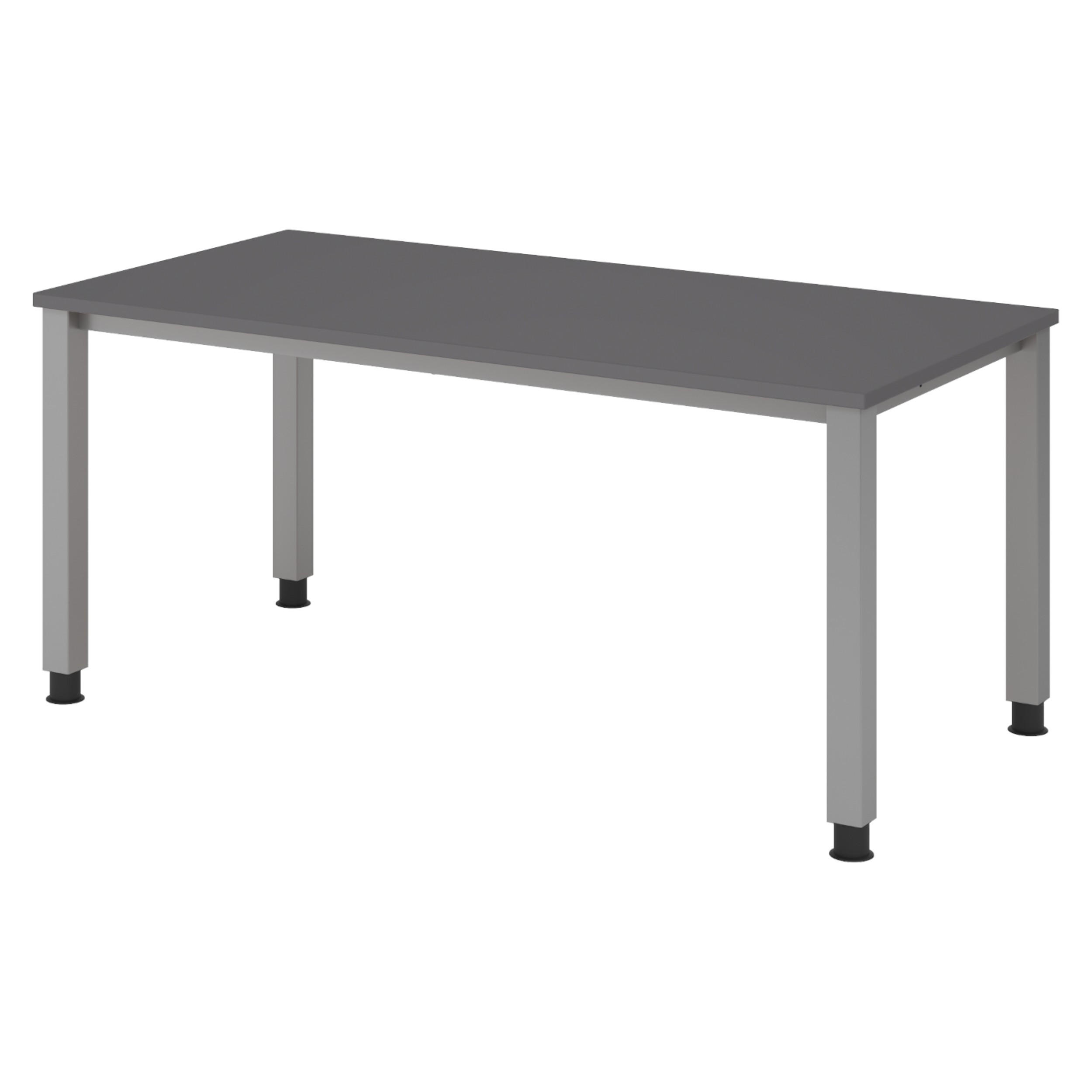 SCHREIBTISCH Serie-Q Gestell: Silber 80/160/74 cm in Graphitfarben - Graphitfarben, Holzwerkstoff (80/160/74cm) - bümö