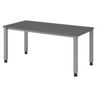SCHREIBTISCH Serie-Q Gestell: Silber 80/160/74 cm in Graphitfarben - Graphitfarben, Holzwerkstoff (80/160/74cm) - bümö