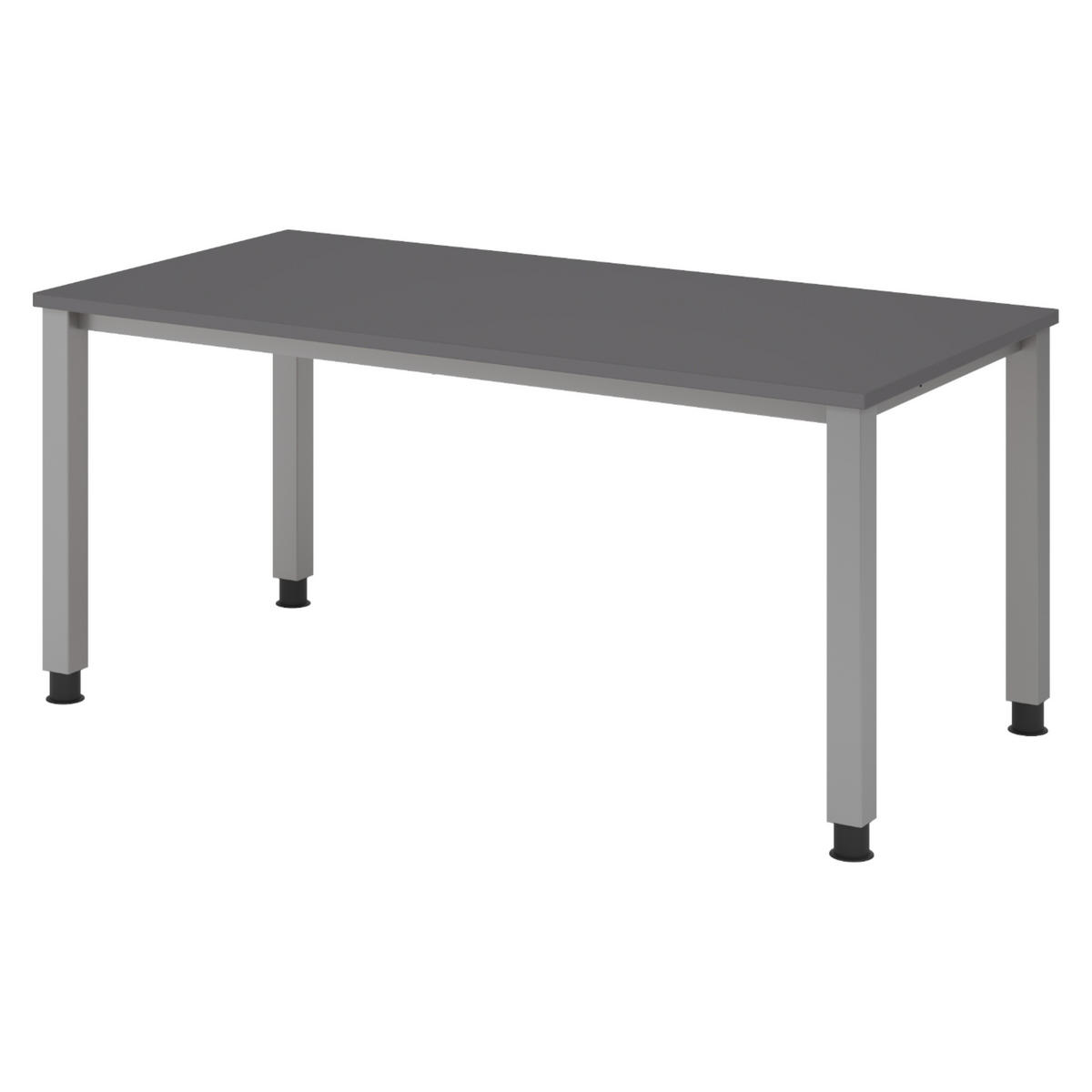 SCHREIBTISCH Serie-Q Gestell: Silber 80/160/74 cm in Graphitfarben - Graphitfarben, Holzwerkstoff (80/160/74cm) - bümö