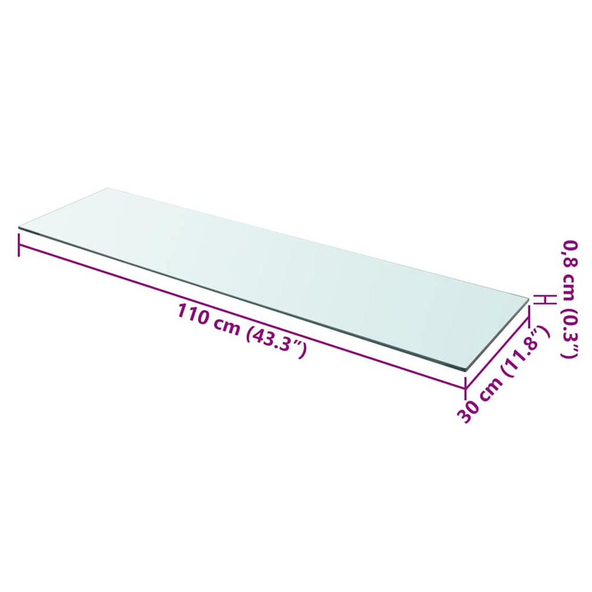 REGALBODEN Glas Transparent 110/30 Cm - Transparent, Glas (30/0.8/110cm) - vidaXL