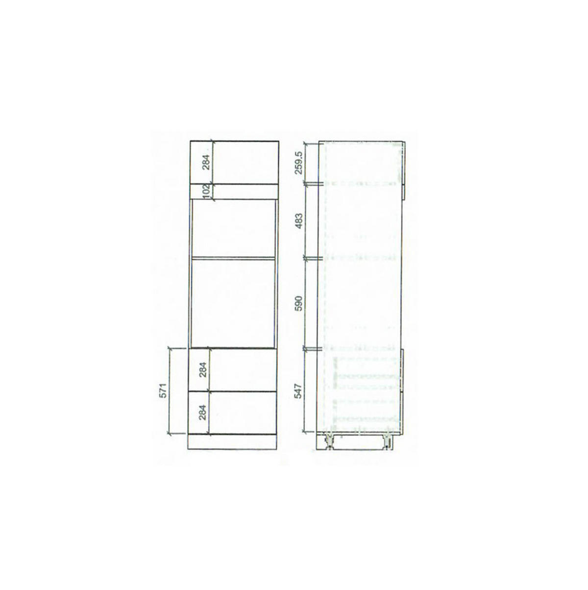 KÜCHENLEERBLOCK Kvantum Grau / Graphit 380 / 60 / 207cm 11-teilig - Graphitfarben/Grau, Holzwerkstoff/Metall (380/207/60cm) - Feldmann-Wohnen