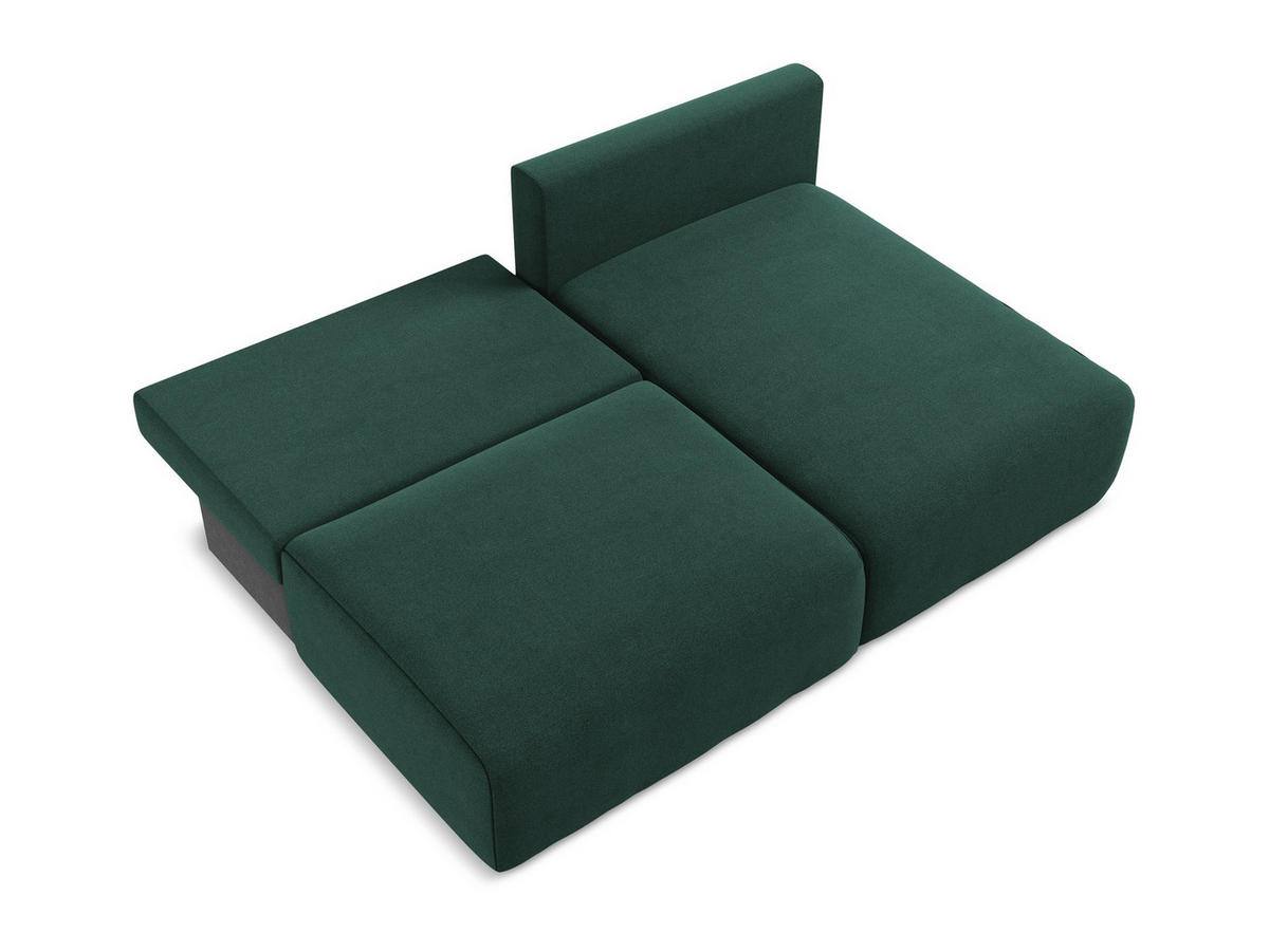ECKSOFA mit Schlaffunktion rechts Strukturstoff Stoff Grün - Dunkelgrün/Schwarz, Kunststoff/Textil (210/149cm) - Makamii