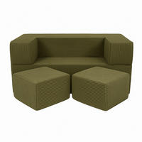 KINDERSOFA Cube AESTHETIC 96 cm Cord Khaki 4 Stk - Grün, Textil (50/40/96cm) - MeowBaby