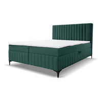 BOXBETT QUANT mit 2 Bettkästen, 180x200, Farbe: Grün, Velourstoff, mit Bonell-Matratze inkl. Topper - Grün, Holz/Kunststoff (180/200cm) - VENASI MÖBEL