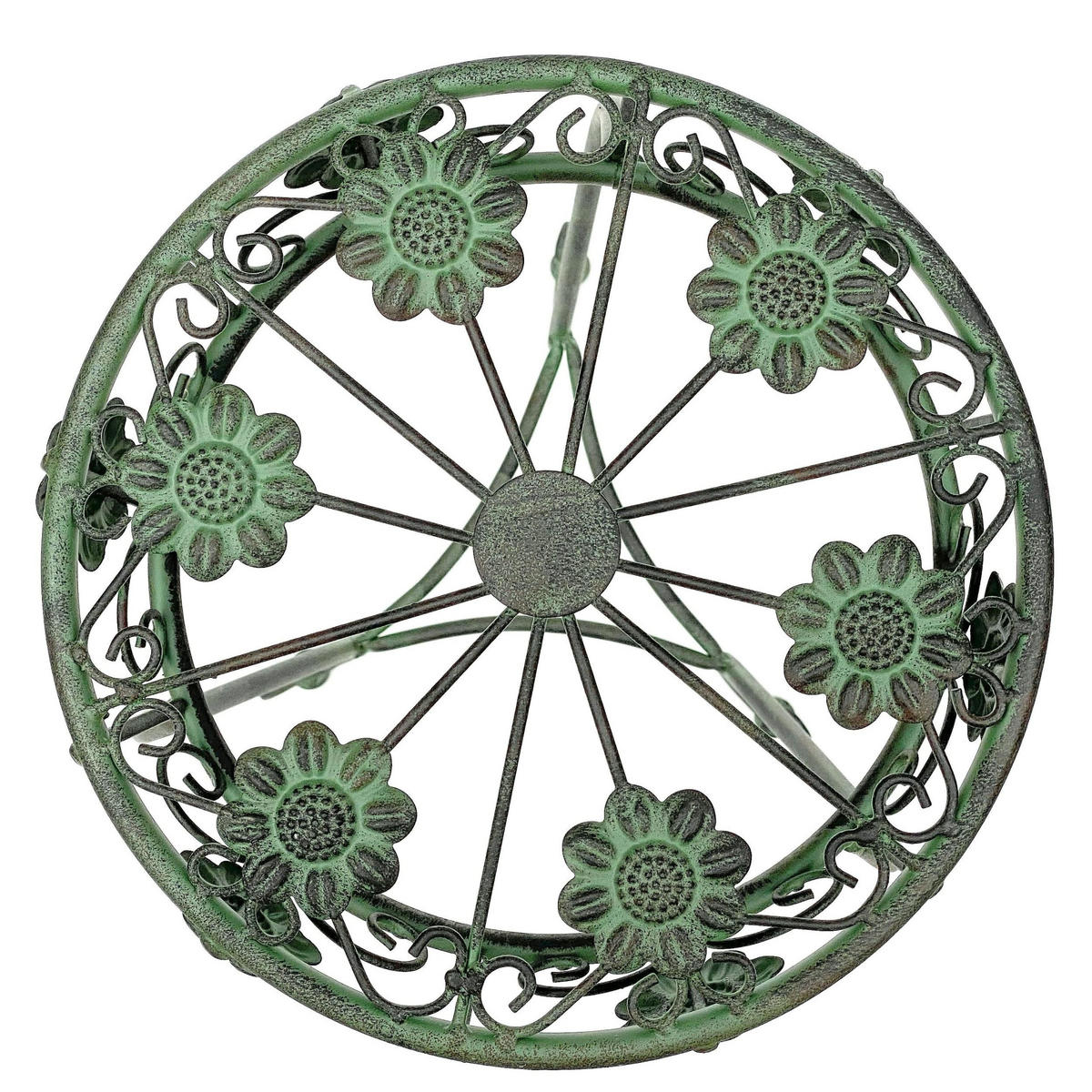 BLUMENHOCKER rund Metall Grün antik 30/30/60 cm - Grün, Metall (30/60/30cm) - DanDiBo