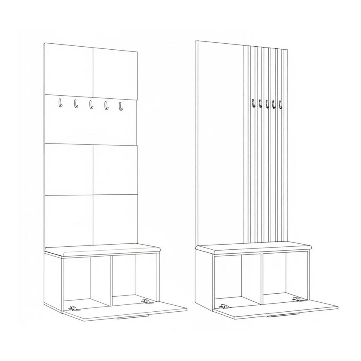 GARDEROBENSCHRANK MODULO 161,2/204/40 cm Modern Garderobe-Set Grau - Schwarz/Grau, Holzwerkstoff (161.2/204/40cm) - MASSENO