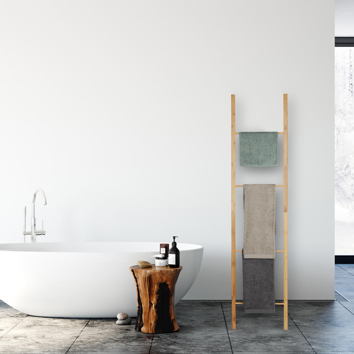 UTERÁKOVÝ stojan - svetlohnedá, drevo (42/180/2cm) - Relaxdays