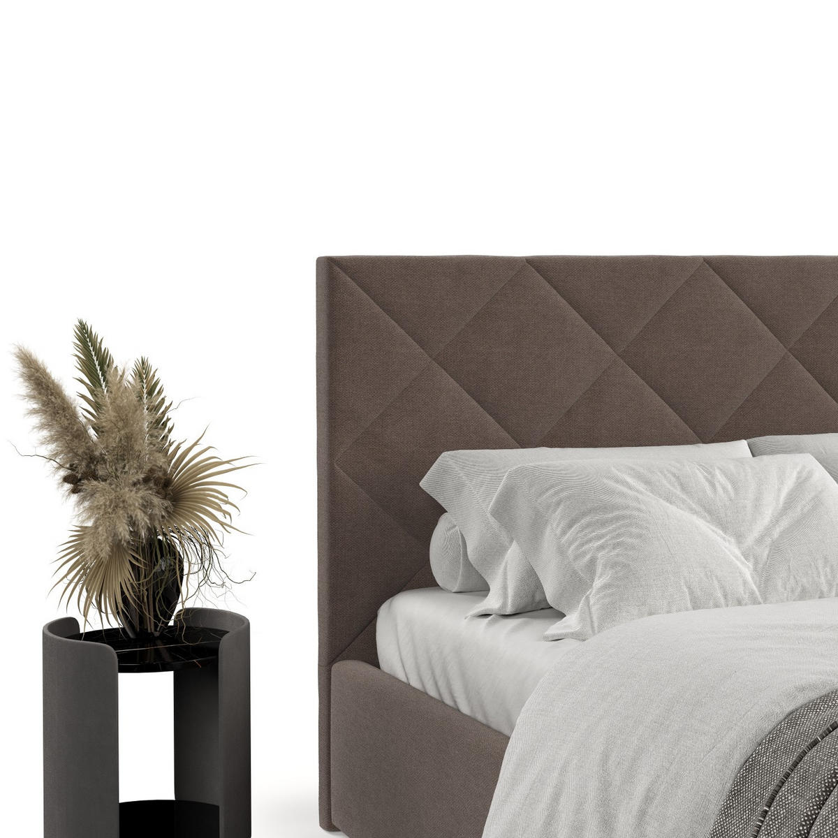 POLSTERBETT Torno 140/200 cm Braun im Asti Stoff - Schwarz/Naturfarben, Holz/Holzwerkstoff (140/200cm) - AltaBeds