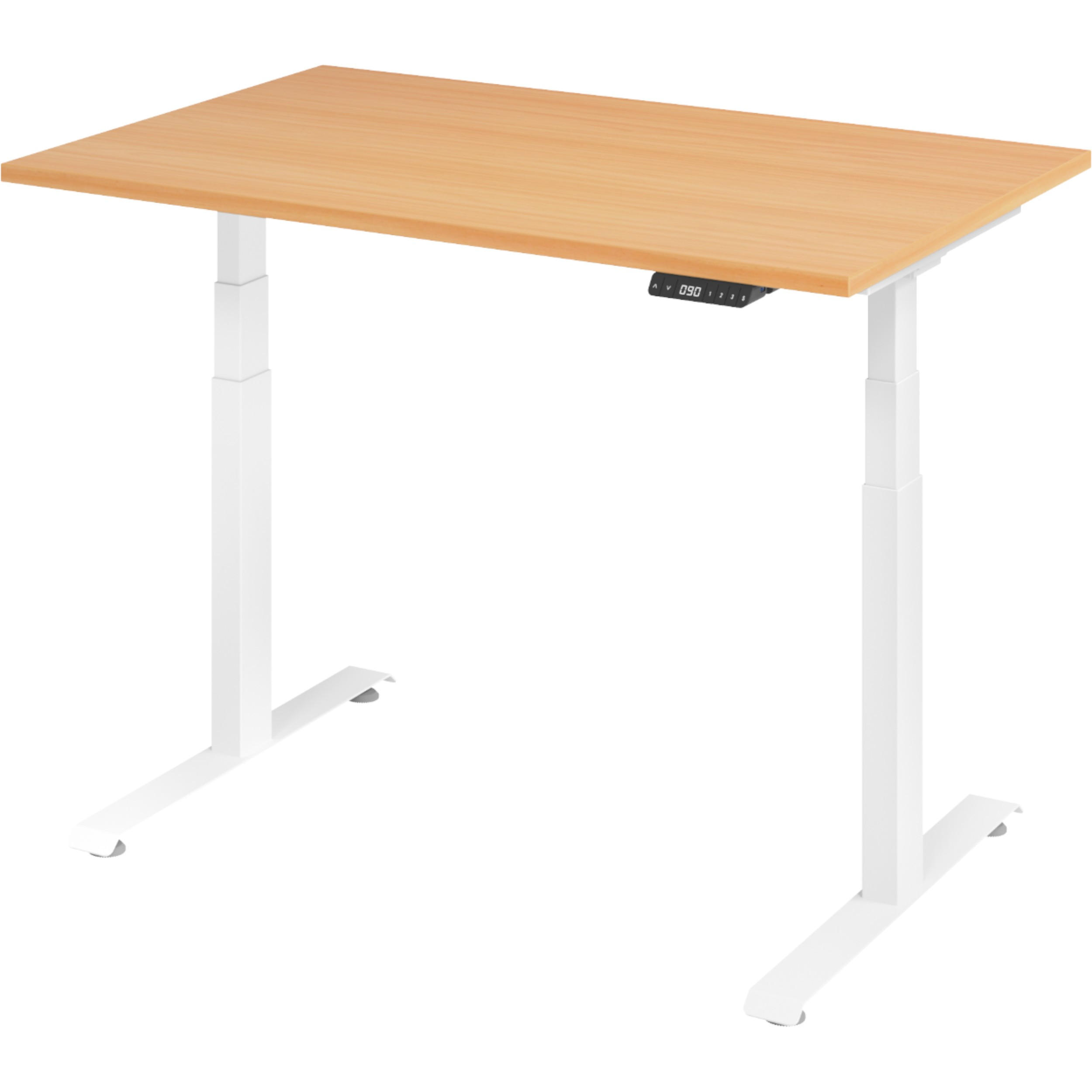 SCHREIBTISCH elektrisch 80/120/74 cm in Buchefarben/Weiß - Buchefarben/Weiß, Holzwerkstoff (80/120/74cm) - bümö