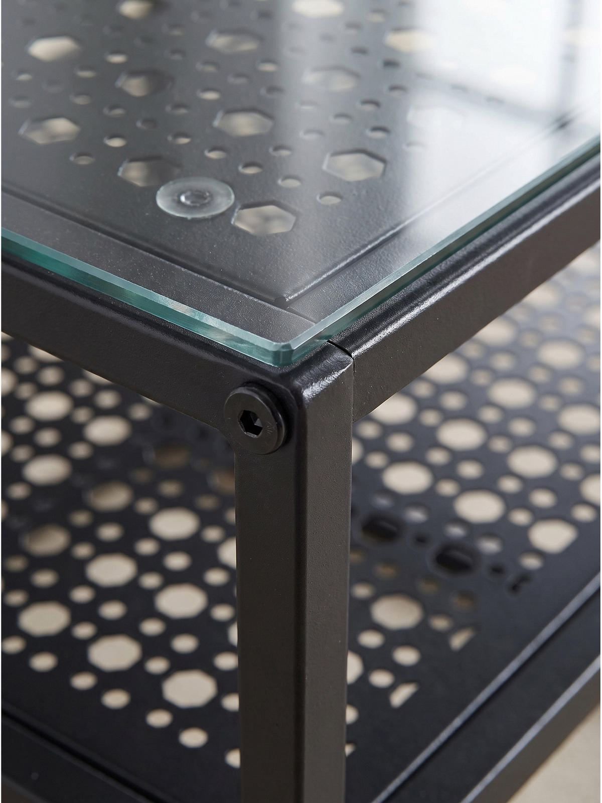 COUCHTISCH ALCUDIA, Einscheibensicherheitsglas, Schwarz, 60 x 60 x 45 cm - Schwarz, Glas/Metall (60/60/45cm) - KADIMA DESIGN