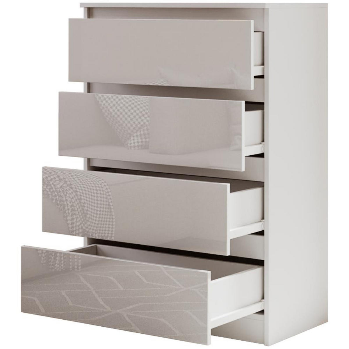 KOMMODE Lemon 70 cm mit vier Schubladen weißglanz - Weiß Hochglanz, Holzwerkstoff (70/102/39cm) - Beautysofa