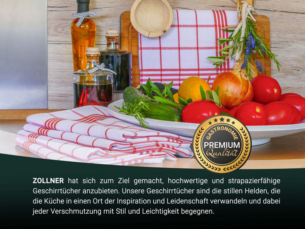 GESCHIRRTÜCHER, 5er-Set, 50x70 cm, 100% Baumwolle, Rot - Rot, Textil (50/70cm) - Zollner