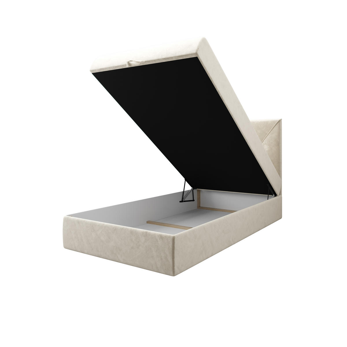 BOXBETT ALTEA 90x200 Monolith 02, mit Matratze H3, Bonell und Topper, Creme - Creme, Holz/Kunststoff (90/200cm) - Bedante