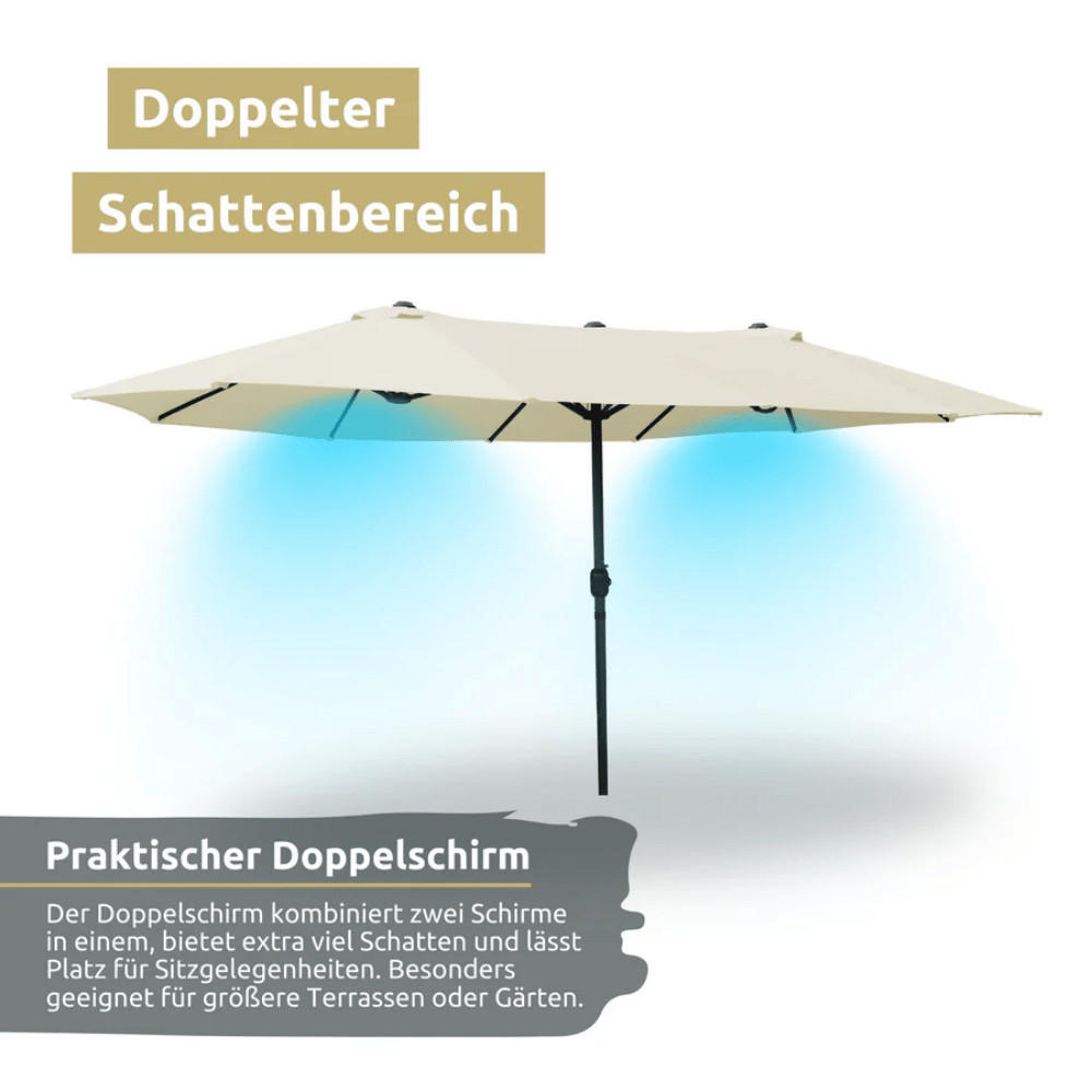 Thumbnail - Deluke Doppelsonnenschirm, Creme, Kunststoff, 450x260 cm, Sonnen- & Sichtschutz, Sonnenschirme