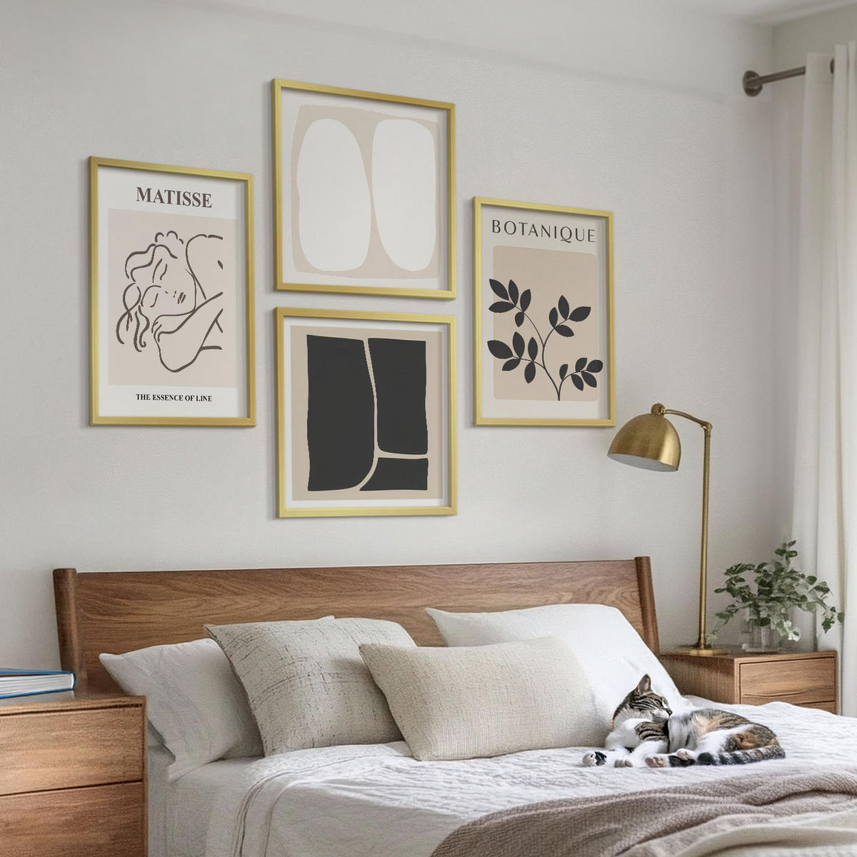 BILDER SET 4er Set - 50x50 cm & 40x60 cm Goldrahmen - Matisses stilvolle Pflanzenbilder - Goldfarben, Kunststoff (50/50cm) - TULUP
